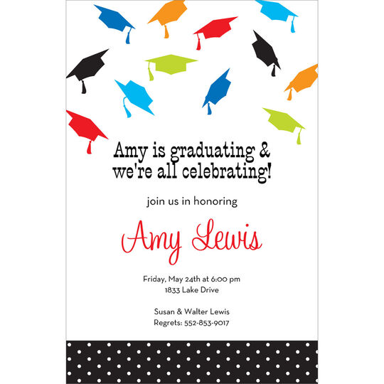 Cap Confetti Graduation Invitations